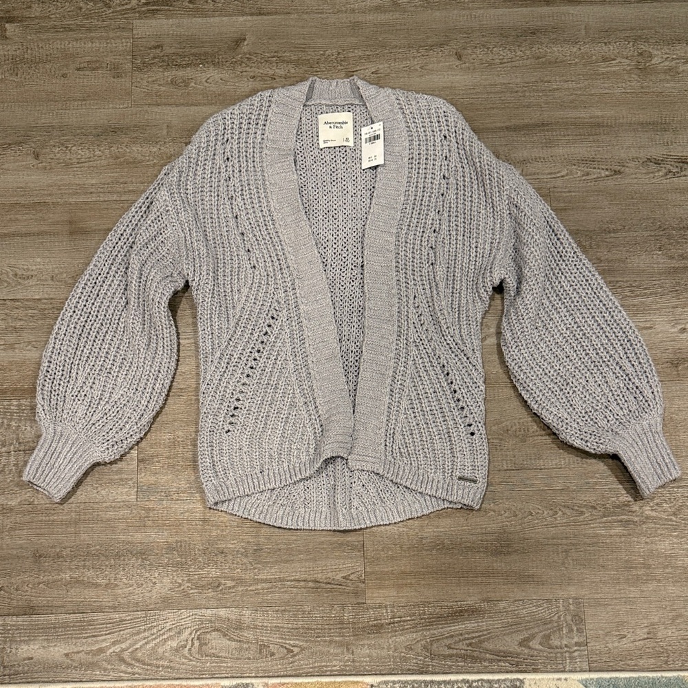 Abercrombie & Fitch Light Gray Open-Front Cardigan